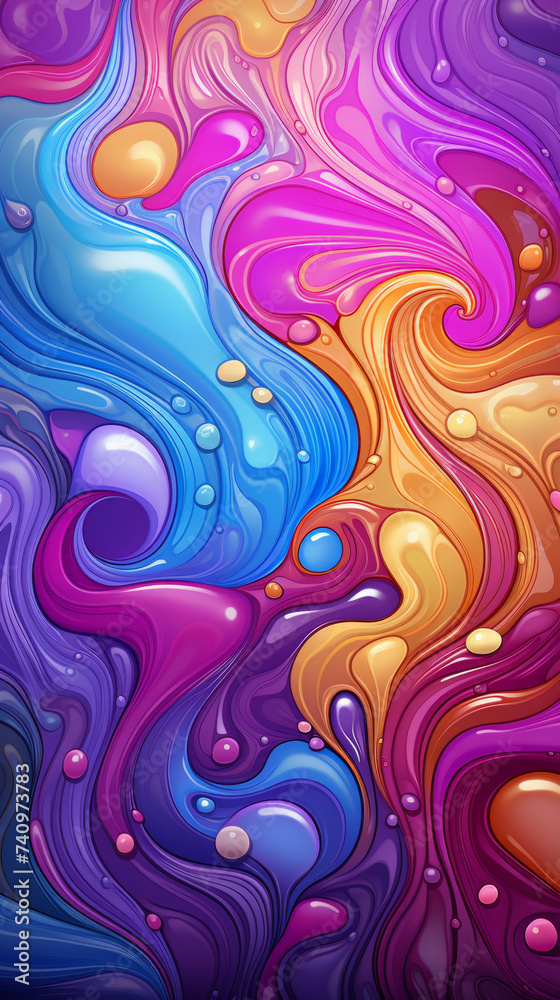 Wall mural vibrant abstract swirls background with colorful waves