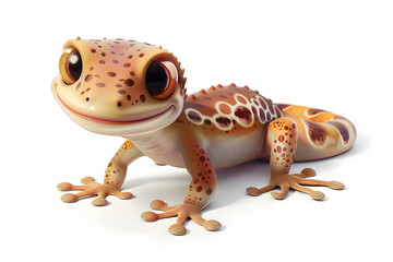 Lustiger Cartoon-Gecko: Niedliche Illustration eines fröhlichen Geckos für Kinderbücher - obrazy, fototapety, plakaty