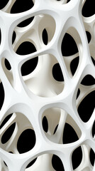 Abstract White 3D Printed Lattice Structure on Black Background

