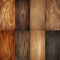 Collection wood planks with varied colors. Generative AI
