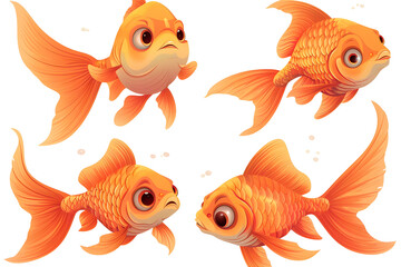 Lustiger Cartoon-Goldfisch: Niedliche Illustration eines fröhlichen Goldfischs für Kinderbücher
