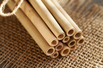 A bundle of bamboo straws