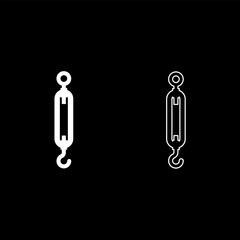 Turnbuckle tensioning wire concept hardware set icon white color vector illustration image solid fill outline contour line thin flat style