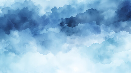 Picture of an Abstract Watercolor Painting of Soft Blue Clouds - obrazy, fototapety, plakaty