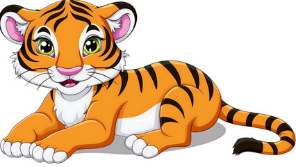 Cartoon baby tiger, isolated on a white background.