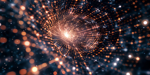 Futuristic technology swirl background design with lights and bokeh looks like galaxy in space. - 740975960