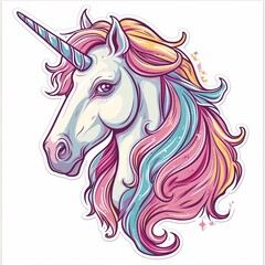 Obraz na płótnie Canvas Charming unicorn head with lustrous mane