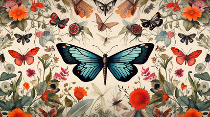 Cluster of butterflies on white background. Generative AI