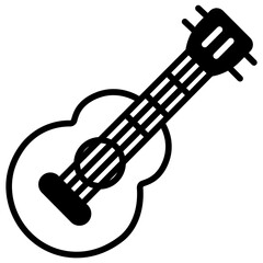 Ukulele glyph and line vector illustration