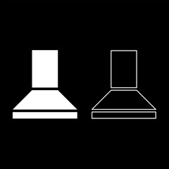 Hood for the kitchen kitchen cooker domestic appliances set icon white color vector illustration image solid fill outline contour line thin flat style