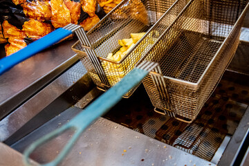 chips in the fryer