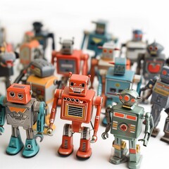 Eclectic group of vintage robot toys
