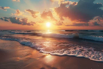 Foto auf Glas landscape with sea sunset on beach © Ammar