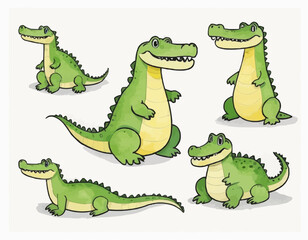 Crocodile kid children's illustration watercolor drawing