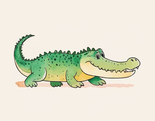 Crocodile kid children's illustration watercolor drawing