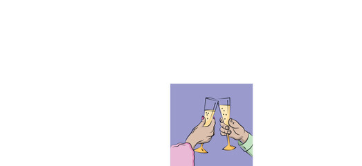 Glasses Checked Toast Birthday Illustration