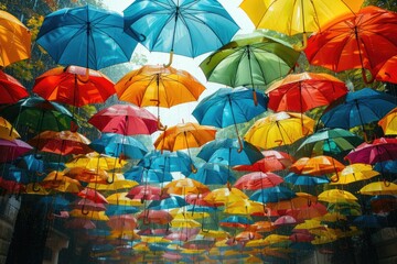 Lots of colorful umbrellas opposite opposite sky - Powered by Adobe