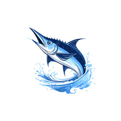 Marlin fish logo template. Sailfish jumping out of the water