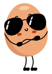 Funny egg mascot with sunglasses
