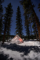 Hot Tent Camping - Beautiful starry night White Teepee with chimney