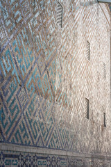 Eastern architecture of buildings, madrasahs, mausoleums and mosques made of brick and mosaic...