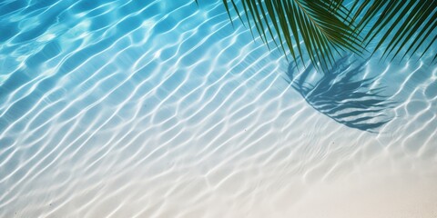 Fototapeta na wymiar palm leaves on the water top view tropics Generative AI