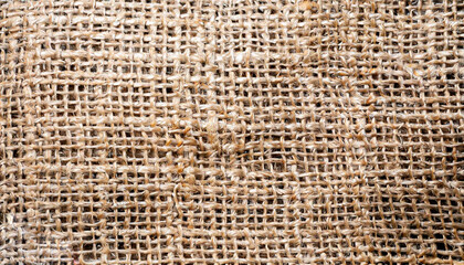 macro photo of old burlap with canvas texture