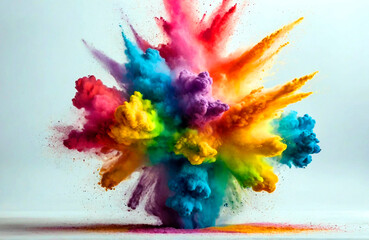 photo colorful mixed rainbow powder dye explosion isolated
