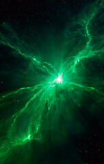 Naklejka premium photo green lights particles in the nebula