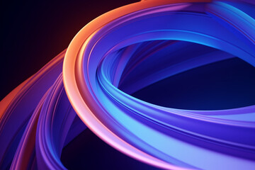 3d render, abstract geometric neon background, glowing spiral line, simple helix