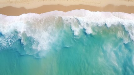 Aerial Picture of Ocean Waves and Sandy Beach

