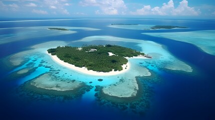 Aerial View of Maldives Atoll Island

 - obrazy, fototapety, plakaty