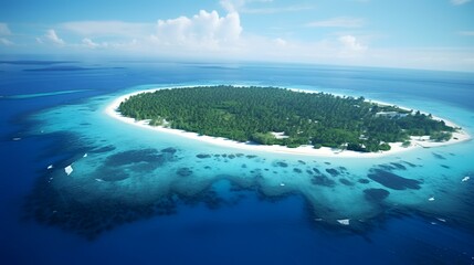 Aerial View of Maldives Atoll Island

