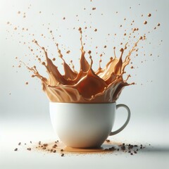 Mocha Melody: 3D Coffee Splash - Harmony of Design Unleashed with the Melodious Power of Coffee, Isolated Brilliance