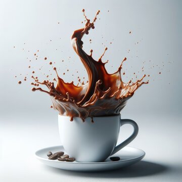 Java Dreamscape: 3D Coffee Splash - Design Fantasies Materialize with the Whimsical Power of Coffee, Clean Background Brilliance