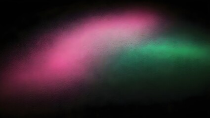 Pink, green, grainy noisy gradient color on a black background. generative AI