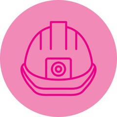 Hard Hat Pink Line Circle Icon