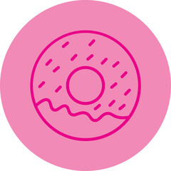 Donuts Pink Line Circle Icon