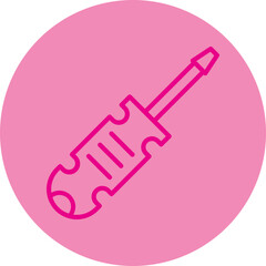 Screwdriver Pink Line Circle Icon