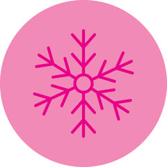 Snowflake Pink Line Circle Icon
