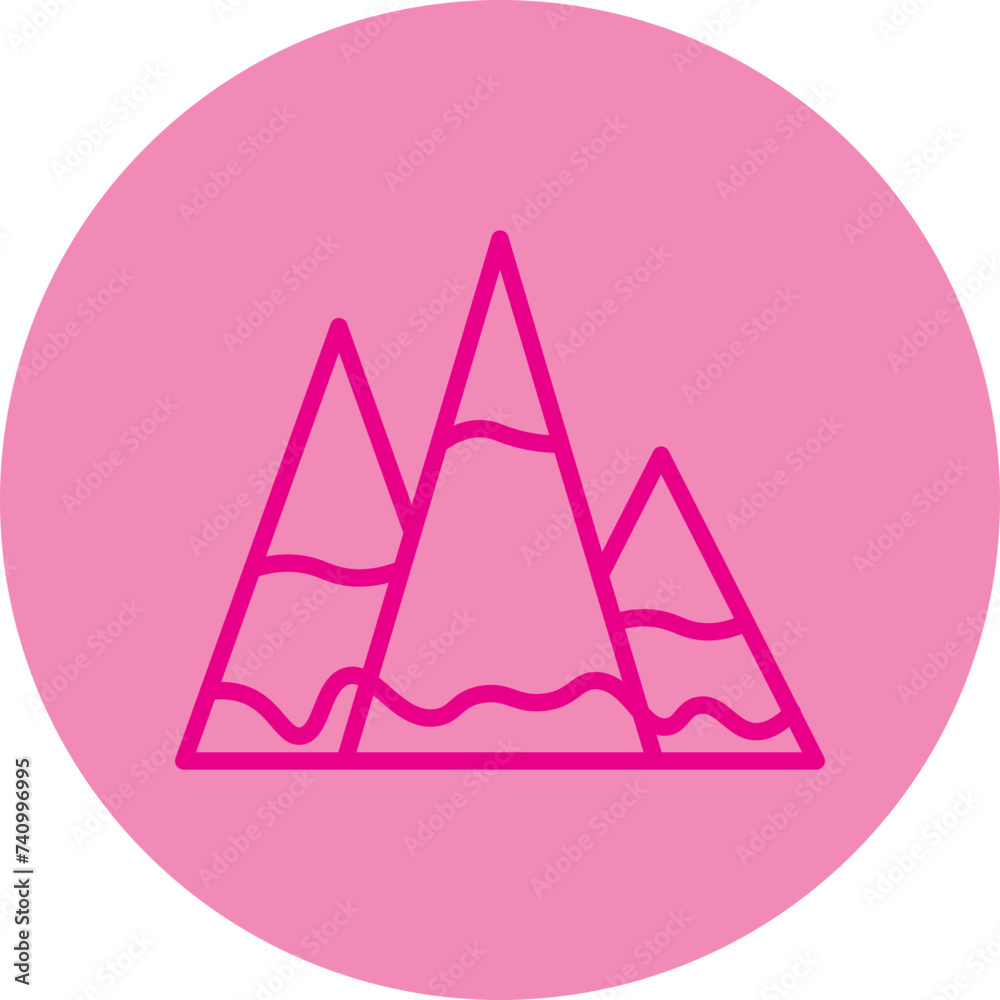 Sticker Mountain Pink Line Circle Icon