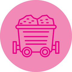 Mining Cart Pink Line Circle Icon