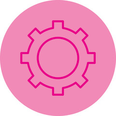 Gear Pink Line Circle Icon
