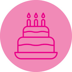 Cake Pink Line Circle Icon