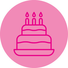 Cake Pink Line Circle Icon