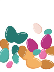 Happy Easter Banner. Pattern of eggs, flowers and twigs. For card, banner, poster, flyer, and web. Spring Festival. Vector illustration
