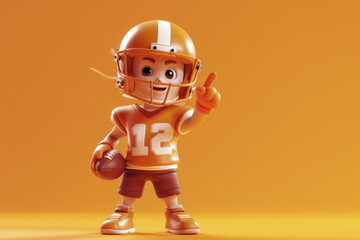 Fototapeta premium An american football 3d character player pointing to the camera. 3D illustration style