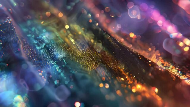 abstract background with glowing particles and bokeh defocused lights