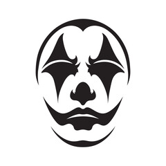 Shadows of Laughter: Clown Face Silhouette Glimpse of Whimsy Silhouetted Clown Playful Darkness Clown's Silhouette Grin.