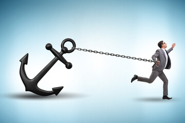 Businessman with anchor in business concept - obrazy, fototapety, plakaty